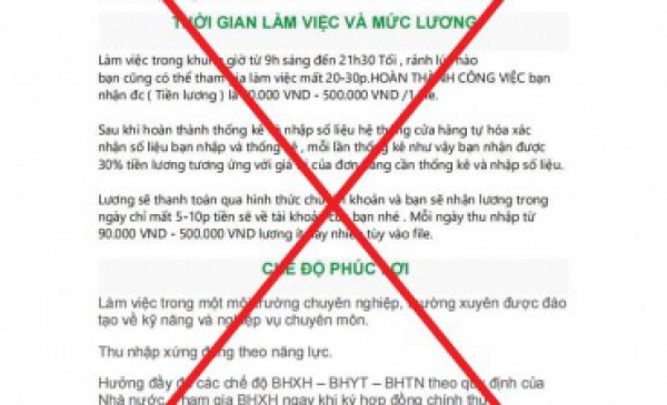 Cảnh báo hành vi tuyển dụng lừa đảo trên online