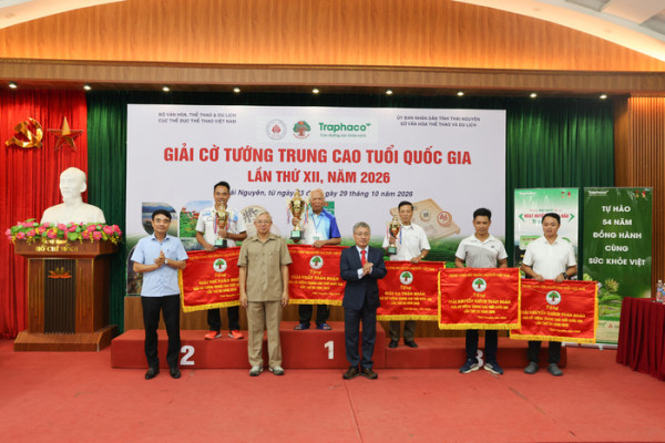 Giải Cờ tướng trung cao tuổi quốc gia - Cúp Traphaco 2026: Lan tỏa tinh thần minh mẫn, sống vui khỏe tuổi vàng